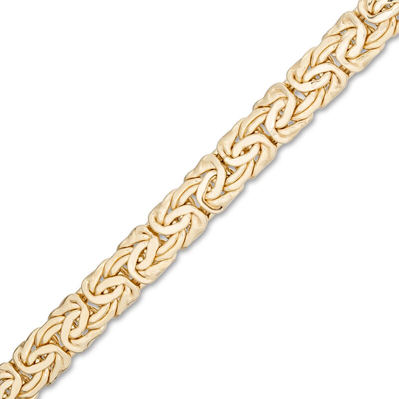 Main Image 1 of 7.0mm Byzantine Chain Bracelet in Hollow 10K Gold - 7.5"