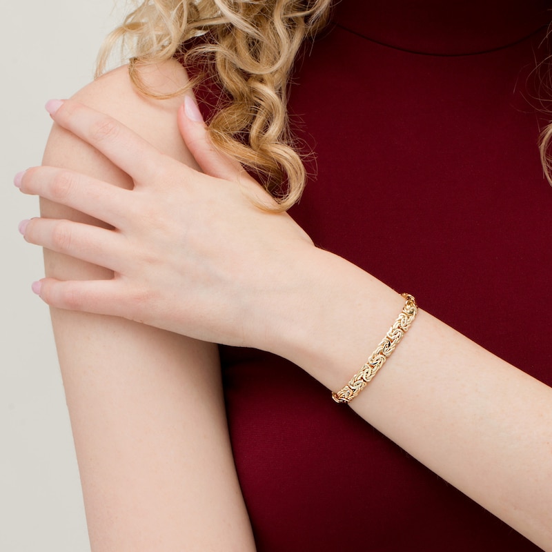 Main Image 2 of 7.0mm Byzantine Chain Bracelet in Hollow 10K Gold - 7.5"