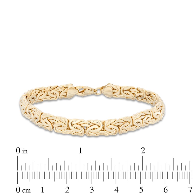 Main Image 3 of 7.0mm Byzantine Chain Bracelet in Hollow 10K Gold - 7.5"