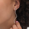 Thumbnail Image 2 of 3/4 CT. T.W. Diamond Squiggle Drop Earrings in 10K White Gold