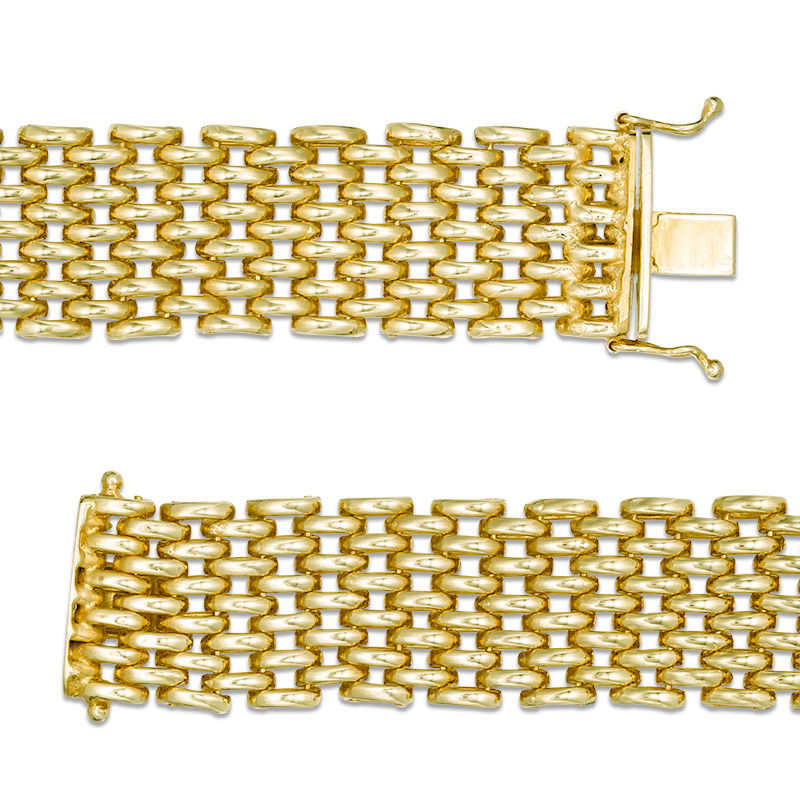 Main Image 3 of 19.0mm Panther Link Chain Bracelet in 10K Gold - 7.5"