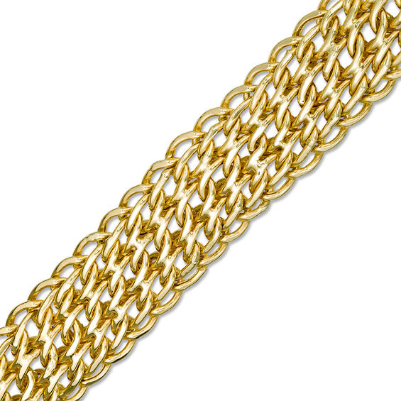 14.0mm Double Row Wire Curb Chain Bracelet in 10K Gold - 7.5"