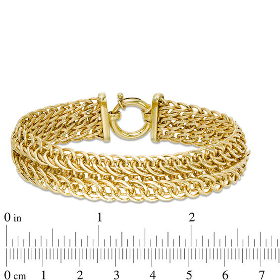 14.0mm Double Row Wire Curb Chain Bracelet in 10K Gold - 7.5"