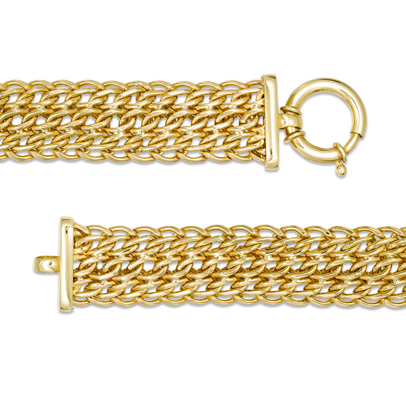 Main Image 3 of Ladies' 14.0mm Triple Row Wire Curb Chain Necklace in 10K Gold - 18"