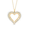 Thumbnail Image 1 of 1 CT. T.W. Baguette and Round Diamond Starburst Heart Pendant in 10K Gold