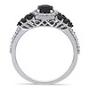 1-1/3 CT. T.W. Enhanced Black and White Diamond Frame Split Shank Engagement Ring in 14K White Gold
