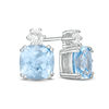 Thumbnail Image 1 of 7.0mm Cushion-Cut Lab-Created Blue Spinel and White Sapphire Stud Earrings in Sterling Silver