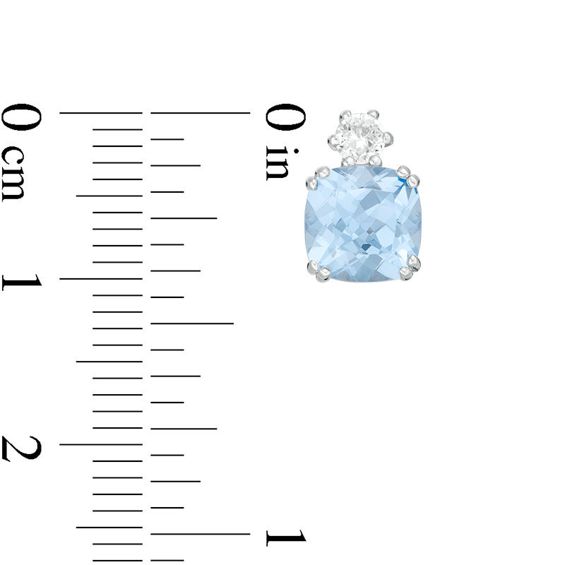 Main Image 3 of 7.0mm Cushion-Cut Lab-Created Blue Spinel and White Sapphire Stud Earrings in Sterling Silver