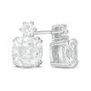 Thumbnail Image 1 of 7.0mm Cushion-Cut and Round Lab-Created White Sapphire Stud Earrings in Sterling Silver