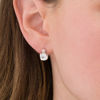 Thumbnail Image 2 of 7.0mm Cushion-Cut and Round Lab-Created White Sapphire Stud Earrings in Sterling Silver