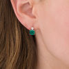 Thumbnail Image 1 of 7.0mm Cushion-Cut Green Quartz Doublet and Lab-Created White Sapphire Stud Earrings in Sterling Silver