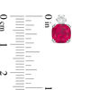 Thumbnail Image 2 of 7.0mm Cushion-Cut Lab-Created Ruby and White Sapphire Stud Earrings in Sterling Silver