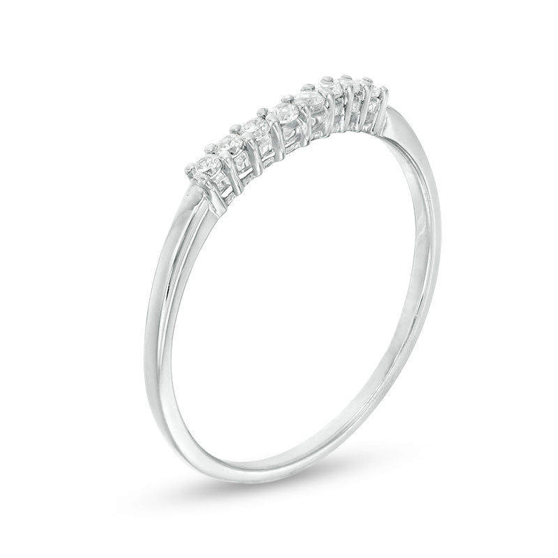 Main Image 3 of 1/10 CT. T.W. Diamond Slight Contour Wedding Band in Platinum