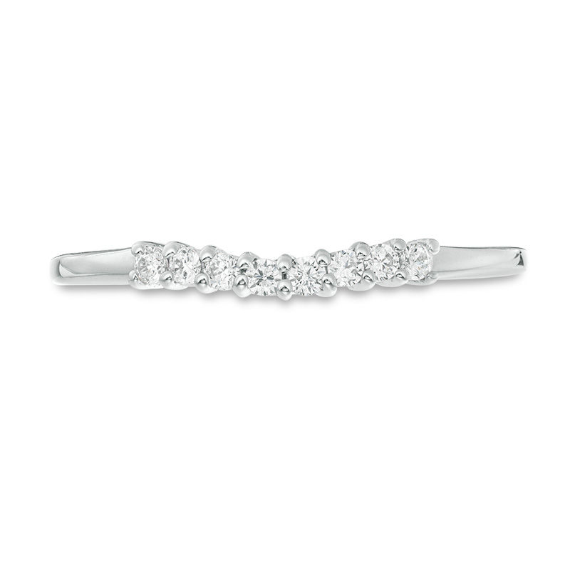 Main Image 4 of 1/10 CT. T.W. Diamond Slight Contour Wedding Band in Platinum