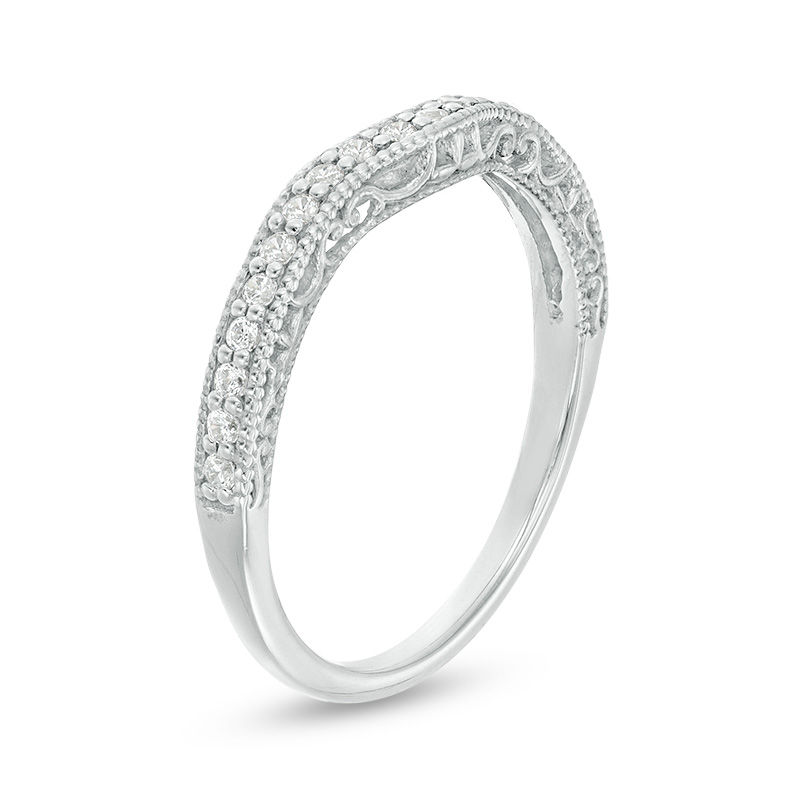 1/6 CT. T.W. Diamond Vintage-Style Contour Wedding Band in Platinum | Zales