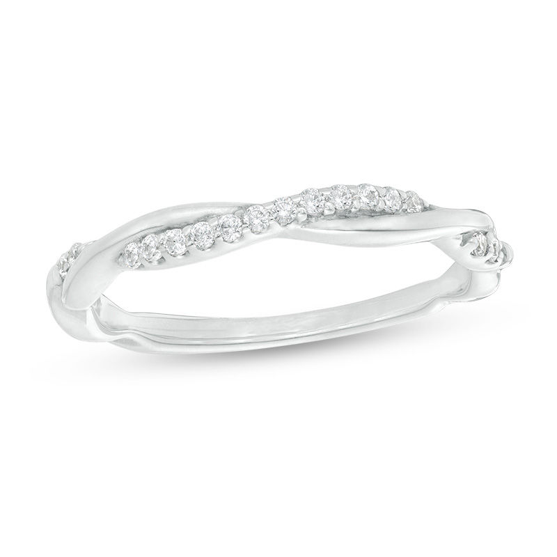 1/10 CT. T.W. Diamond Twist Wedding Band in Platinum