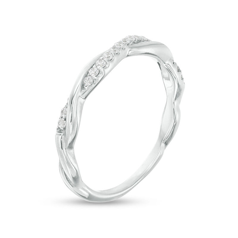 1/10 CT. T.W. Diamond Twist Wedding Band in Platinum