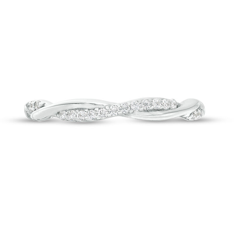 1/10 CT. T.W. Diamond Twist Wedding Band in Platinum