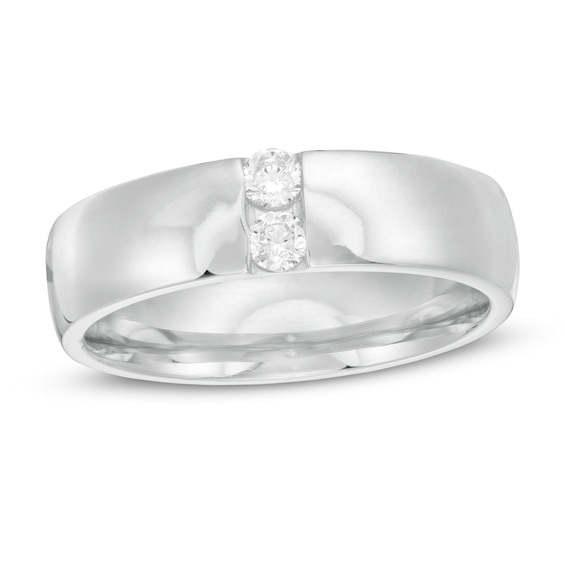 1/5 CT. T.w. Diamond Vertical Two Stone Wedding Band in Platinum