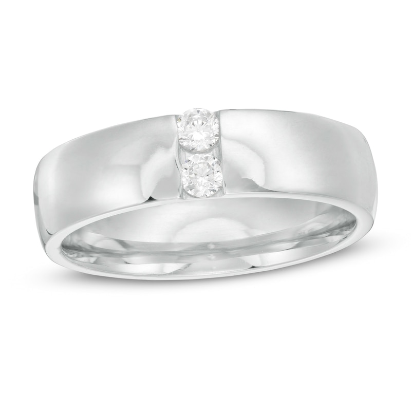 Men's 1/5 CT. T.W. Diamond Vertical Two Stone Wedding Band in Platinum