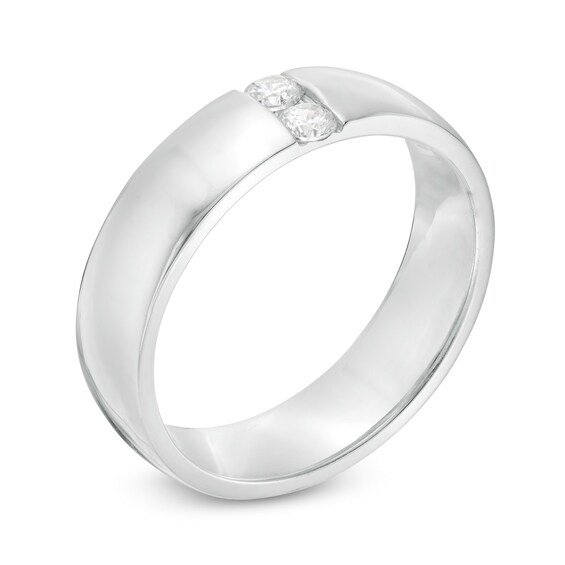 1/5 CT. T.w. Diamond Vertical Two Stone Wedding Band in Platinum