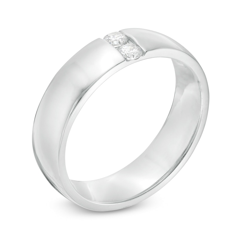 Men's 1/5 CT. T.W. Diamond Vertical Two Stone Wedding Band in Platinum