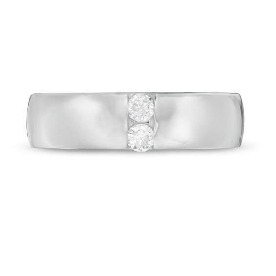 1/5 CT. T.w. Diamond Vertical Two Stone Wedding Band in Platinum
