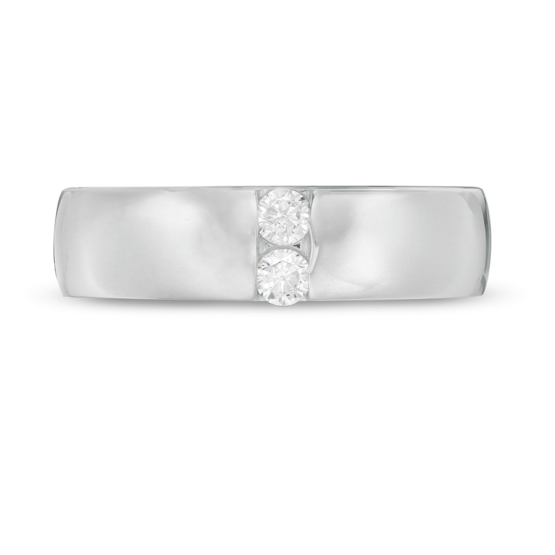 Men's 1/5 CT. T.W. Diamond Vertical Two Stone Wedding Band in Platinum