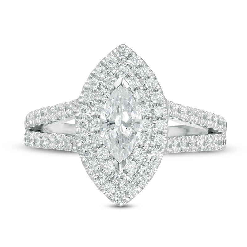 Main Image 4 of Love's Destiny by Zales 1-1/4 CT. T.W. Certified Marquise Diamond Frame Engagement Ring in 14K Two-Tone Gold (I/SI2)