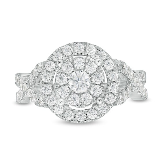 1 CT. T.w. Diamond Double Frame Twist Shank Ring in 10K White Gold
