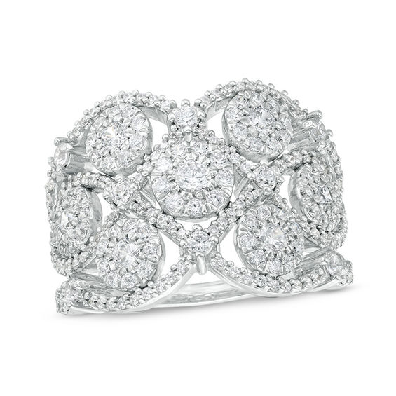 1-1/2 CT. T.w. Composite Diamond Flower Lattice Ring in 10K White Gold