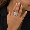Thumbnail Image 2 of 1-1/2 CT. T.W. Composite Diamond Flower Lattice Ring in 10K White Gold