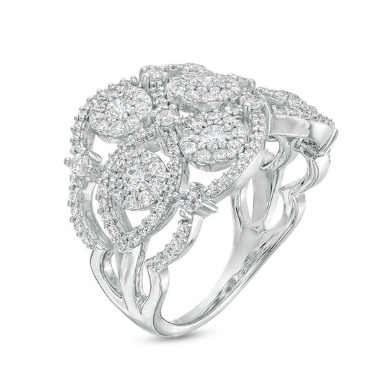 1-1/2 CT. T.w. Composite Diamond Flower Lattice Ring in 10K White Gold