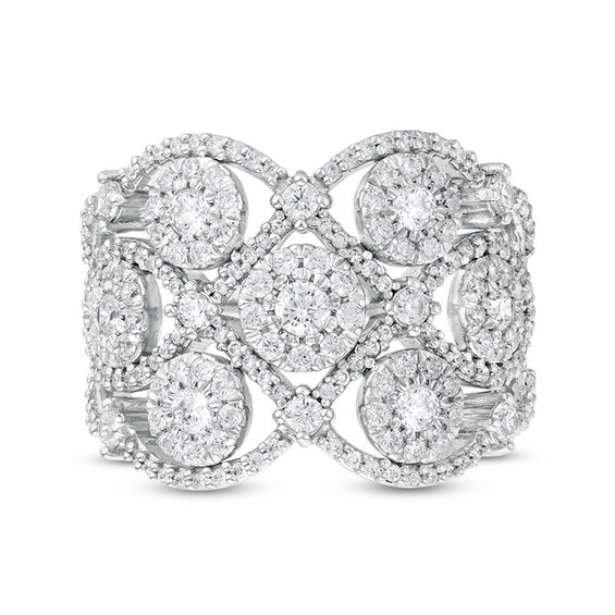 1-1/2 CT. T.w. Composite Diamond Flower Lattice Ring in 10K White Gold