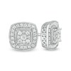 Thumbnail Image 1 of 1/2 CT. T.W. Composite Diamond Cushion Frame Vintage-Style Stud Earrings in 10K White Gold