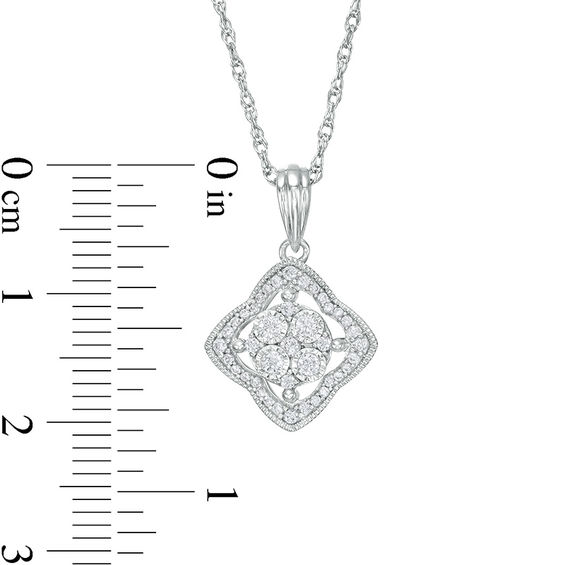 1/4 CT. T.w. Composite Diamond Clover Outline Pendant in 10K White Gold