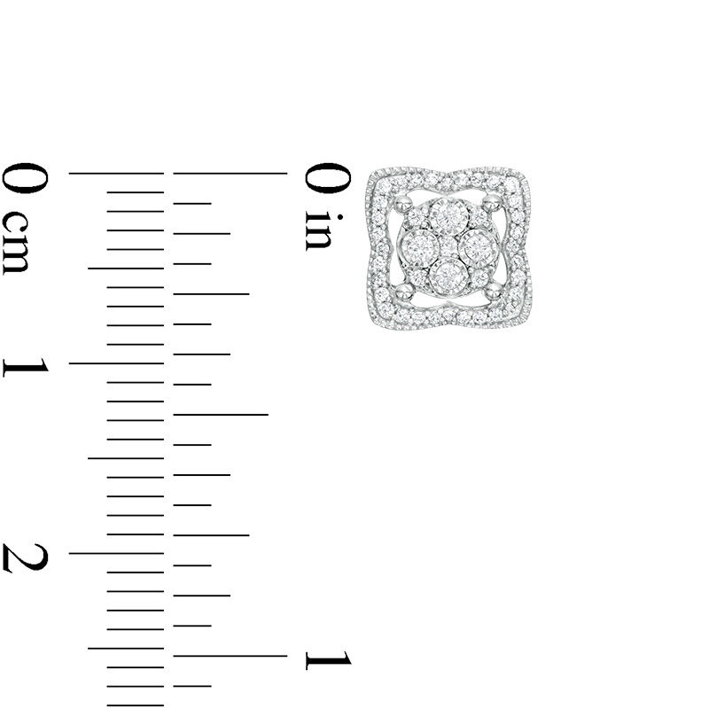 Main Image 3 of 1/4 CT. T.W. Composite Diamond Clover Outline Stud Earrings in 10K White Gold