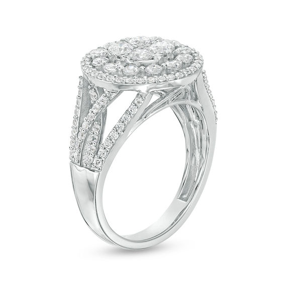 1 CT. T.w. Composite Diamond Double Frame Split Shank Ring in 10K White Gold