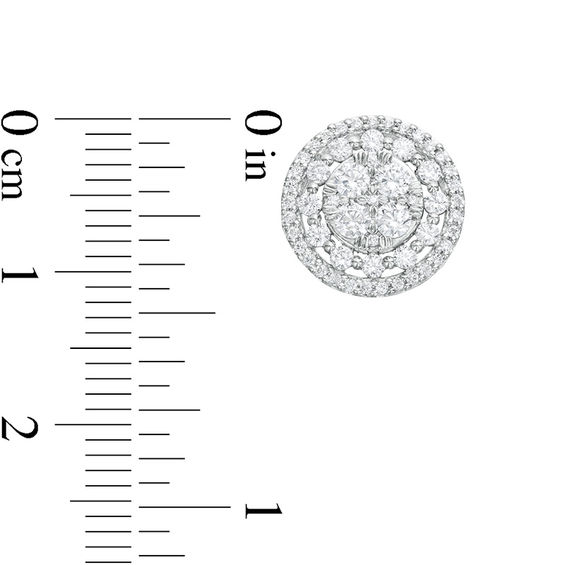 1 CT. T.w. Composite Diamond Double Frame Stud Earrings in 10K White Gold