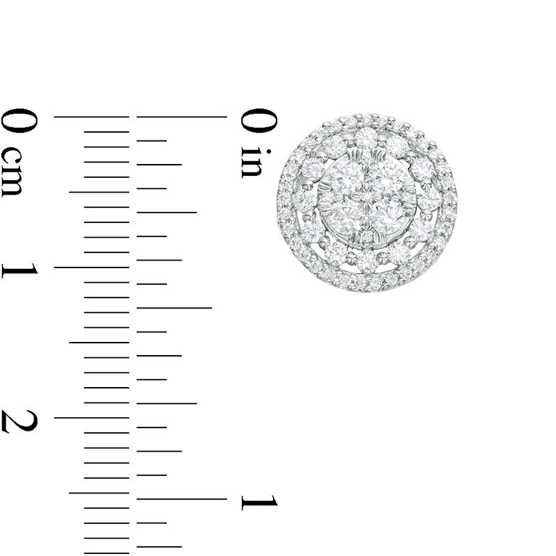 Main Image 3 of 1 CT. T.W. Composite Diamond Double Frame Stud Earrings in 10K White Gold