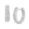 Thumbnail Image 1 of 1/6 CT. T.W. Diamond Vintage-Style Two Row Graduated Oval Hoop Earrings in Sterling Silver