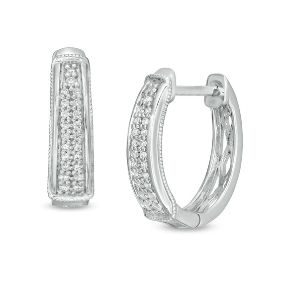 1/6 CT. T.W. Diamond Vintage-Style Two Row Graduated Oval Hoop Earrings ...