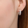 Thumbnail Image 2 of 1/6 CT. T.W. Diamond Vintage-Style Two Row Graduated Oval Hoop Earrings in Sterling Silver