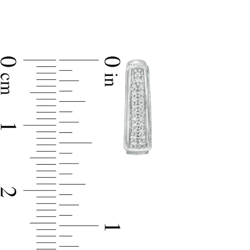 Main Image 3 of 1/6 CT. T.W. Diamond Vintage-Style Two Row Graduated Oval Hoop Earrings in Sterling Silver