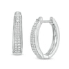 Thumbnail Image 0 of 1/4 CT. T.W. Diamond Vintage-Style Two Row Graduated Oval Hoop Earrings in Sterling Silver