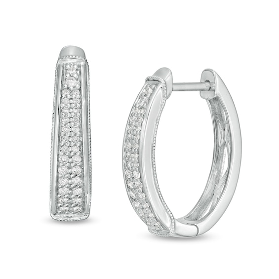 1/4 CT. T.w. Diamond Vintage-Style Two Row Graduated Oval Hoop Earrings in Sterling Silver