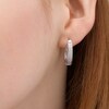 Thumbnail Image 1 of 1/4 CT. T.W. Diamond Vintage-Style Two Row Graduated Oval Hoop Earrings in Sterling Silver