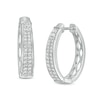 Thumbnail Image 1 of 1/2 CT. T.W. Diamond Vintage-Style Two Row Graduated Oval Hoop Earrings in Sterling Silver