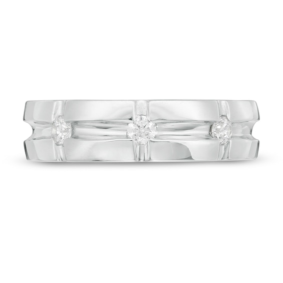 1/5 CT. T.w. Diamond Three Stone Groove Wedding Band in Platinum