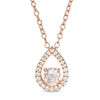 Thumbnail Image 0 of 6.0mm Morganite and White Topaz Open Teardrop Pendant in Sterling Silver with 14K Rose Gold Plate